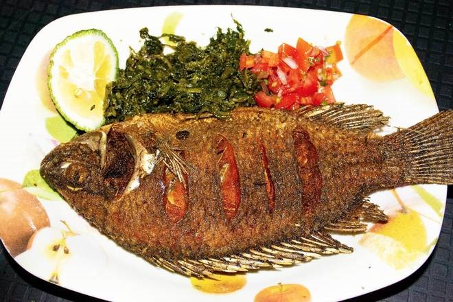 Fried Tilapia with greens